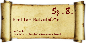 Szeiler Balambér névjegykártya